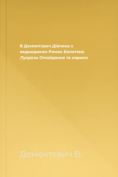 В Домонтович Дівчина з ведмедиком Роман Болотяна Лукроза Оповідання та нариси